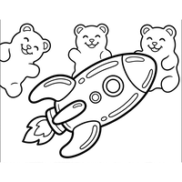 Happy Gummy Bears Flying a Rocket