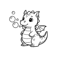 Dragon Mic Drăguț care Suflă Bule