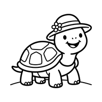 Happy Turtle in a Sun Hat