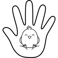 Mysig kyckling i en hand