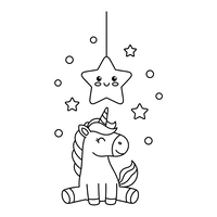 Unicórnio Fofo com Estrela Sorridente