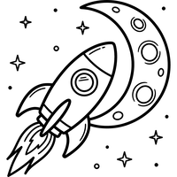 Fusée décollant près de la lune