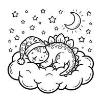 Sleeping Baby Stegosaurus on a Cloud