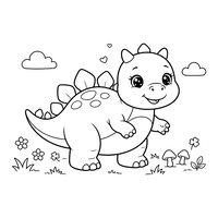 Cute Baby Stegosaurus in a Meadow