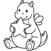 Dragão Fofo Segurando uma Estrela