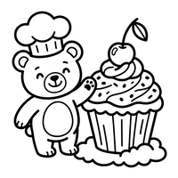 Ours Chef et Cupcake Géant