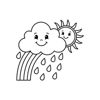 Fröhliche Wolke, Sonne und Regenbogen