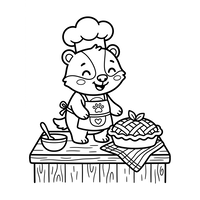 Raton Laveur Chef Cuisinier Bake une Tarte