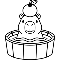 Capibara in bad met yuzu