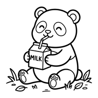 Süßer Panda trinkt Milch