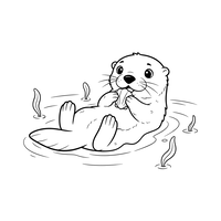 Cute Otter Eating Shell in Water