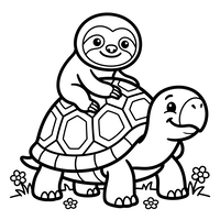 Sloth călărind o țestoasă