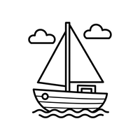 Velero en el Agua con Nubes