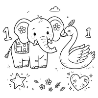 Süße Freunde Elefant und Schwan