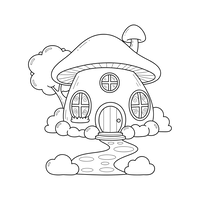 Verzaubertes Pilzhaus mit Pfad