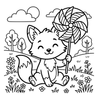 Renard Heureux avec Sucette Géante