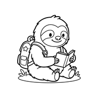 Pequeno bicho-preguiça estudioso com mochila