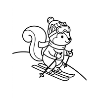 Ski fahrendes Winter-Eichhörnchen