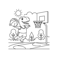 Dinosaurie Spelar Basket