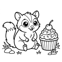 Sød Vaskebjørn med en Kæmpe Cupcake