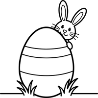 Cute Bunny Peeking from Easter Egg
