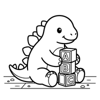 Słodki Mały Dinozaur z Klockami Alfabetu