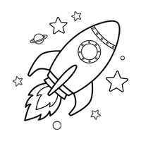 Rakieta lecąca przez kosmos