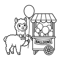 Llama Linda con Carrito de Globos