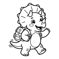 Cute Triceratops Going to School