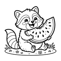 Cute Raccoon with Watermelon