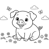 Happy Little Piglet in the Meadow