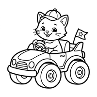 Chaton conduisant un Monster Truck