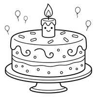 Bolo de Aniversário Feliz com Balões