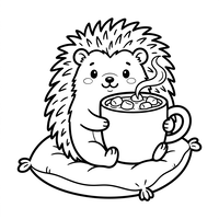 Cozy Hedgehog with Hot Chocolate