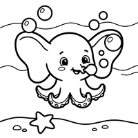 Mignon Bébé Poulpe Sous la Mer