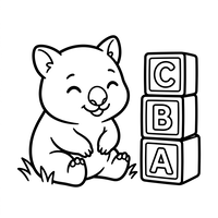 Bebé Koala con Bloques del Alfabeto