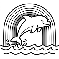 Glücklicher Delfin und Regenbogen