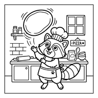 Wasbeer Pizzabakker in de Keuken