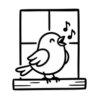 Singing Bird on a Windowsill