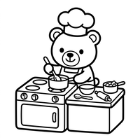 Orsetto Chef che cucina in cucina