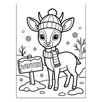 Cute Winter Deer with Scarf and Beanie