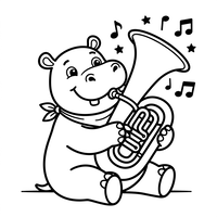 Hipopótamo Musical Tocando Tuba