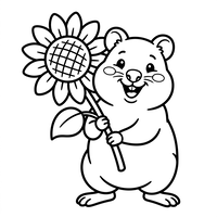 Hámster Feliz con un Girasol