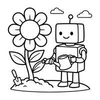 Robot die een Reuzenbloem verzorgt