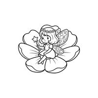 Cute Fairy Sitting on a Flower with Star Wand