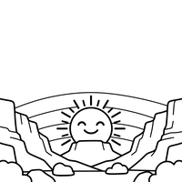 Sol Feliz sobre o Vale da Montanha com Arco-íris