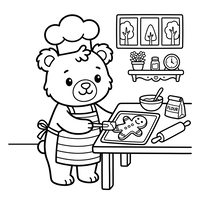 L'Ours Chef Cuisinier Bake des Biscuits au Pain d'Épices