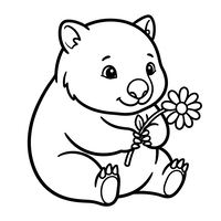 Søt Babyvombat med en Blomst