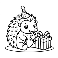 Birthday Hedgehog with Gift