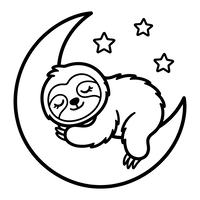 Schläfriges Faultier auf dem Mond